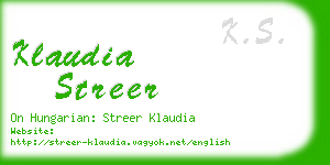 klaudia streer business card